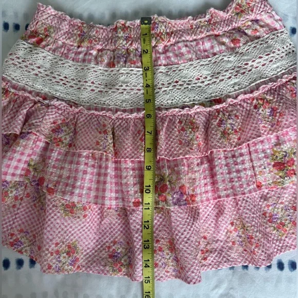 LoveShackFancy Pink Floral Tiered Mini Skirt - Picture 12 of 12